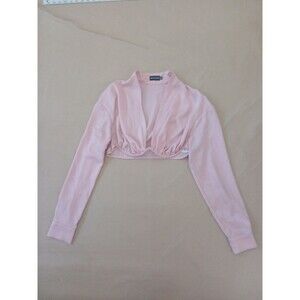 Pretty Little Thing Cropped Top Size 8 Pink Soft Girl Coquette Long Sleeve
